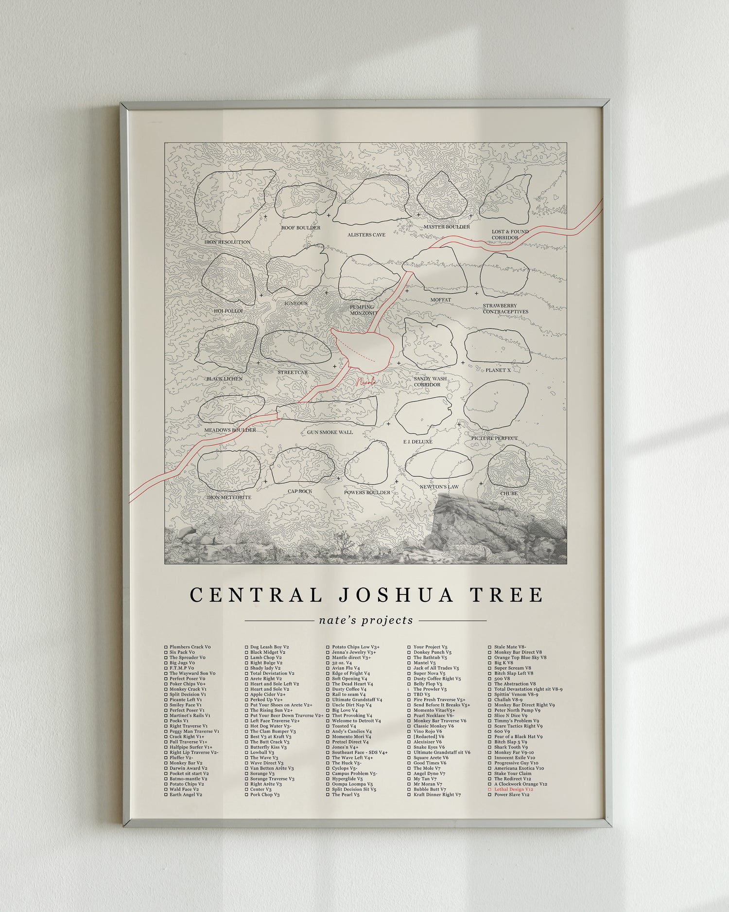 Climbing Project Tick List Wall Art 