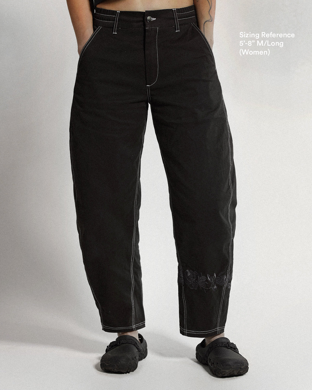 Barrel Pants | Blue-Black | Peonies