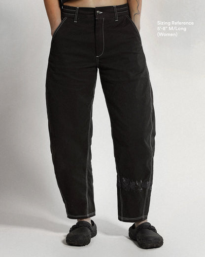 Barrel Pants | Blue-Black | Peonies