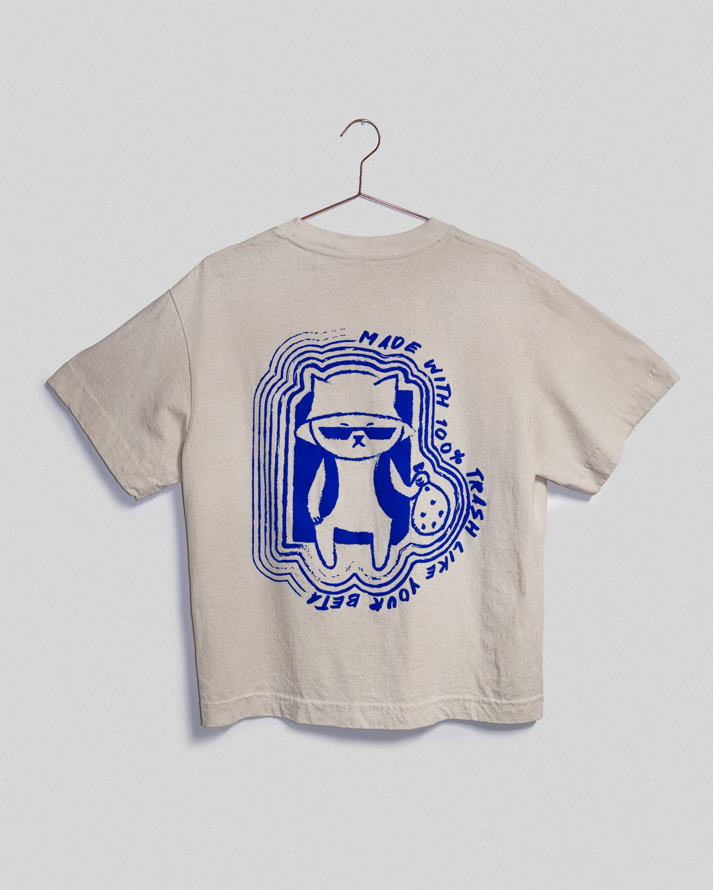 Hitorii Trash Tee 2.0 /// Cream x Blue /// Boxy Cut /// Crashpad Mao