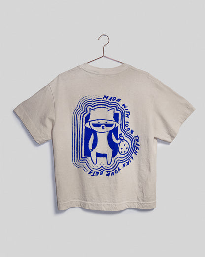 Hitorii Trash Tee 2.0 /// Cream x Blue /// Boxy Cut /// Crashpad Mao