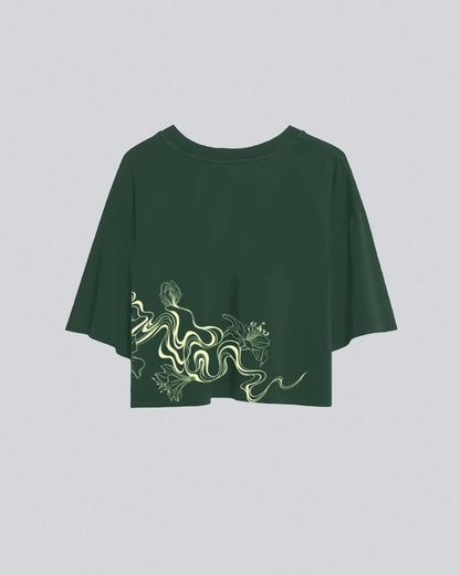 Oriane Lily | Crop Tee | Forest Green