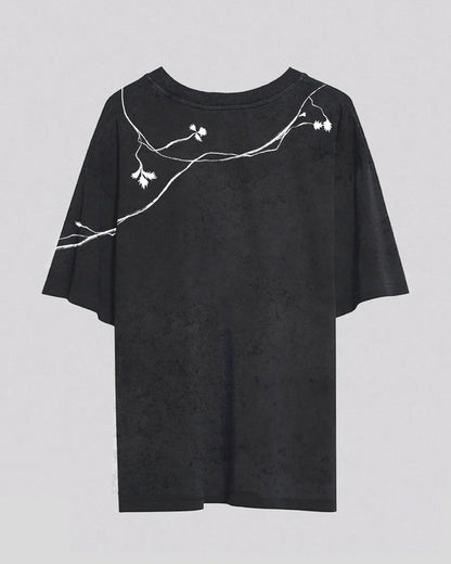 Entangled Fragaria | Oversized Tee | Charcoal (Stonewashed)
