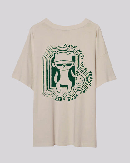 Hitorii Trash Like Your Beta | Oversized Tee | Cream x Green