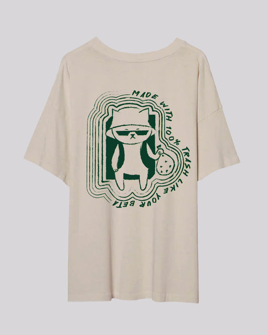 Hitorii Trash Like Your Beta | Oversized Tee | Cream x Green