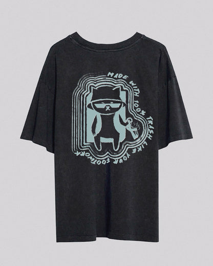 Trash Like Your Footwork | Oversized Tee | Stonewashed Black